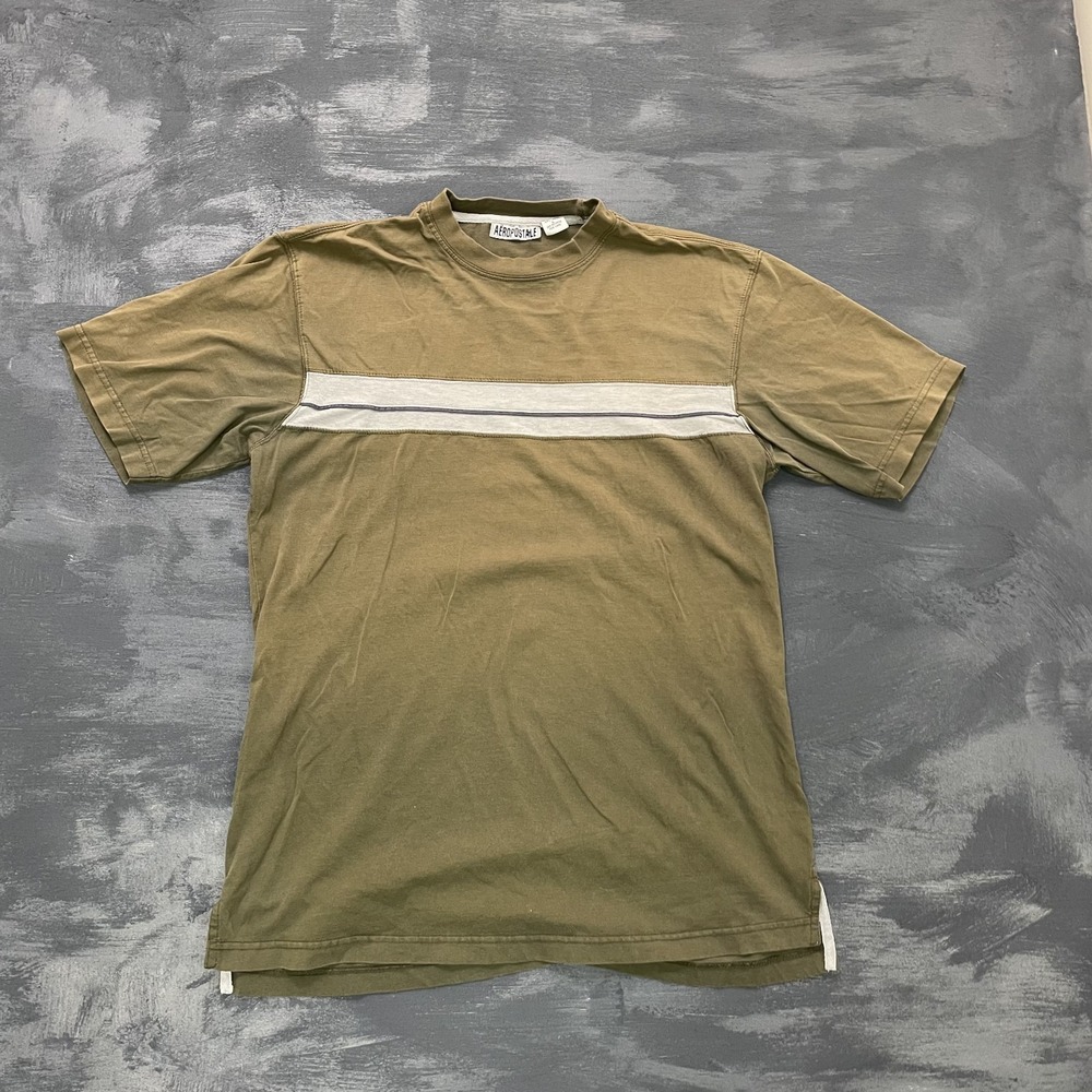Vintage Striped Chest T-Shirt Mens Large Brown 2000s Aeropostale